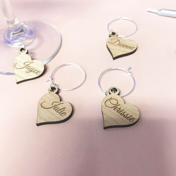 Personalised Five Party Heart Wine Glass Charms, 12 of 12