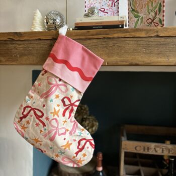 Luxury Bow Christmas Stocking 100% Cotton, 5 of 6