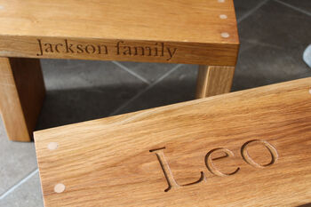 Children's Engraved Oak Kitchen Stepstool, 3 of 12