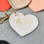 Personalised Name And Date White Heart Keyring, thumbnail 1 of 2