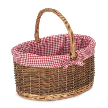 Willow Picnic Hamper Basket | Red Gingham Lining, 3 of 7