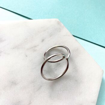 Double Circle Geometric Sterling Silver Ring, 2 of 5