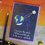 Moon And Back Astronomy Greeting Card, thumbnail 2 of 2