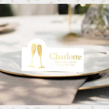 Personalised Wedding, Birthday Or Anniversary Champagne Gold Foiled Place Cards, 2 of 4