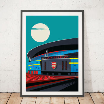 Arsenal Under The Moon Illustrated Art Print Of London, 2 of 4