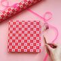 Luxury Checkered Heart, Valentine's Day Wrapping Paper, thumbnail 1 of 9