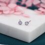 Sterling Silver Tiny Pink Opal Stud Earrings, thumbnail 3 of 10