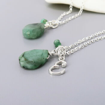 Emerald Gemstone Necklace Can Be Personalised, 3 of 5