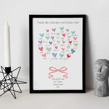 Personalised Teacher Gift Heart Print, 10 of 10