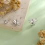 Dragonfly Screw Back Earrings In Sterling Silver, thumbnail 2 of 11