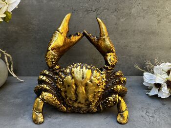 Drunken Crab Wine Bottle Holder Aged Gold Freestanding, 5 of 12