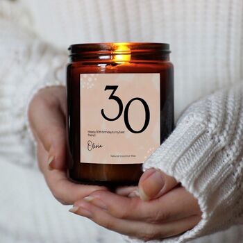 Any Age Birthday Gift Personalised Candle, Natural Wax, 2 of 3