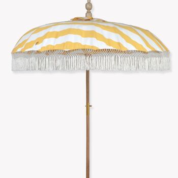 Sunningdale Yellow Striped Teak Parasol, 5 of 9