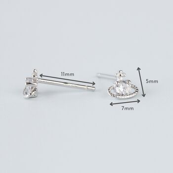 Sterling Silver White Crystal Halo Stud Earrings, 3 of 5