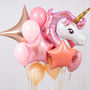 Peach Unicorn Crazy Foil Balloon Bunch, thumbnail 1 of 3