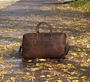 Large Genuine Leather Holdall Vintage Look, 5 of 12
