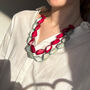 Geometric Wooden Bright Colourful Long Necklace, thumbnail 2 of 5