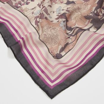 Deco Blooms Candy Stripe Border Midweight Scarf, 3 of 4