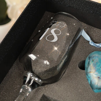 18th Birthday Diamante Champagne Flute With Birthstone Heart Gift Set, 2 of 8