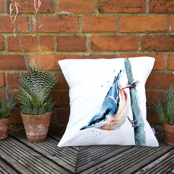 Inky Nuthatch Water Resistant Outdoor Garden Cushion, 8 of 8