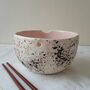 Handmade Speckled Pink Noodle Bowl With Chopsticks, thumbnail 10 of 11