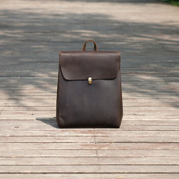 Minimalist Genuine Slim Leather Backpack, 4 of 12