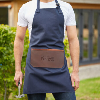 Personalised Mr And Mrs Canvas And Leather Apron, 2 of 4