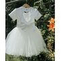 Cap Sleeve Heart Back Large Satin Bow Sash Tutu Dress, thumbnail 3 of 7