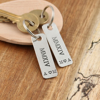 10th Anniversary Numerals Pair Of Personalised Keyrings, 2 of 6