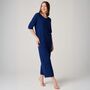 Women's 'Navy Peony' Bamboo Lace Pyjama Set, thumbnail 2 of 6