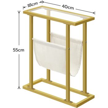 Gold Side Table Tempered Glass End Table With Sling, 9 of 9