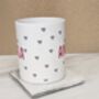 Personalised Ceramic Mug With Name And Heart Pattern, thumbnail 2 of 3