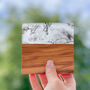 Olive Wood And Smokey Resin Bar Coasters, thumbnail 2 of 5