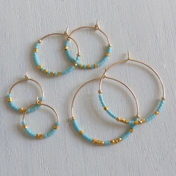 Large Fair Trade Ocean Inspired Delica Hoop Earrings, 11 of 12