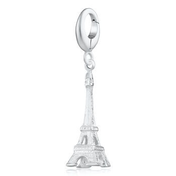 Eiffel Tower Charm Necklace, Sterling Silver Or Gold Plated, 9 of 10