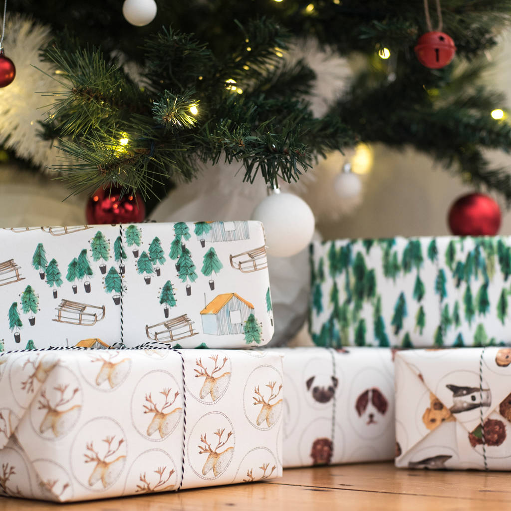 luxury nordic cabin christmas gift wrap by plewsy