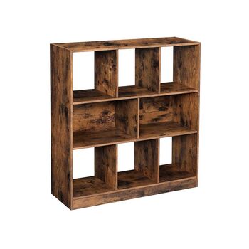 Eight Compartments Brown Wooden Bookcase Bookshelf, 2 of 4