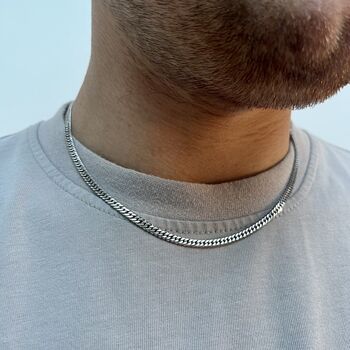 925 Sterling Silver Flat Cuban Chain Necklace For Men, 10 of 12