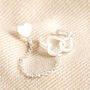 Sterling Silver Heart Stud Cuff And Chain Earring, thumbnail 1 of 3
