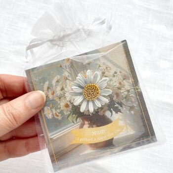 White Daisy Brooch Mother’s Day Gift Card | Daisy Pin For Mum | Floral Jewellery Gift | Sentimental Gift For Mother, 4 of 11
