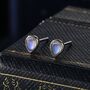 Tiny Moonstone Droplet Stud Earrings, thumbnail 1 of 11