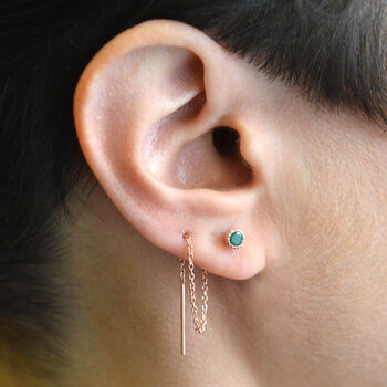 Emerald May Birthstone Silver Threader Earrings, 6 of 9