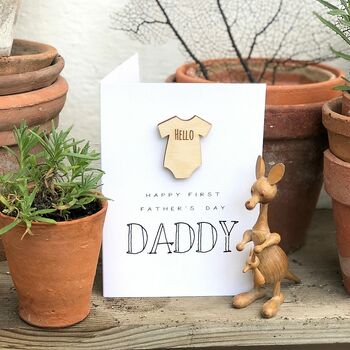 Happy First Fathers Day Wooden Trinket Card, 3 of 3