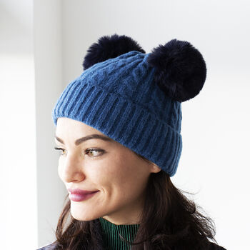 Cable Knit Duo Pom Knit Hat, 3 of 6