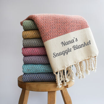 Personalised Handwoven Cotton Throw, Christmas Gift For Her, 4 of 11
