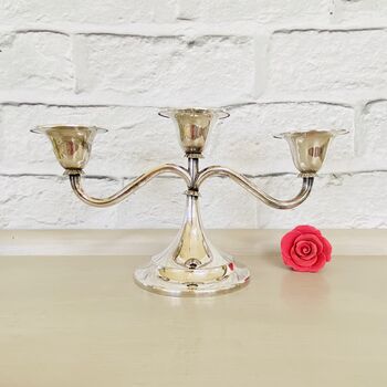 Antique Silver Plated Three Sconce Candelabra ~ Five, 3 of 5