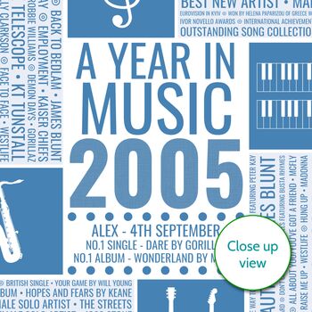 Personalised 20th Birthday Print Year Music Gift 2005, 4 of 11