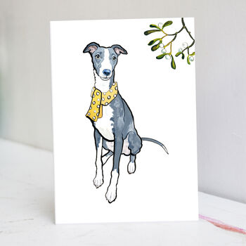 Blue Whippet Christmas Card, 3 of 7