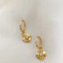 18k Gold Opal Disk Huggie Hoop Earrings, thumbnail 1 of 2