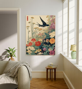 Japanese Swallow Landscape Art Print, 3 of 5